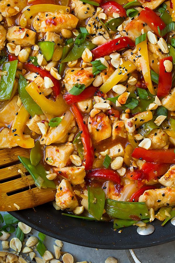 Szechuan Stir-Fried Chicken with Peanuts and Bell Peppers