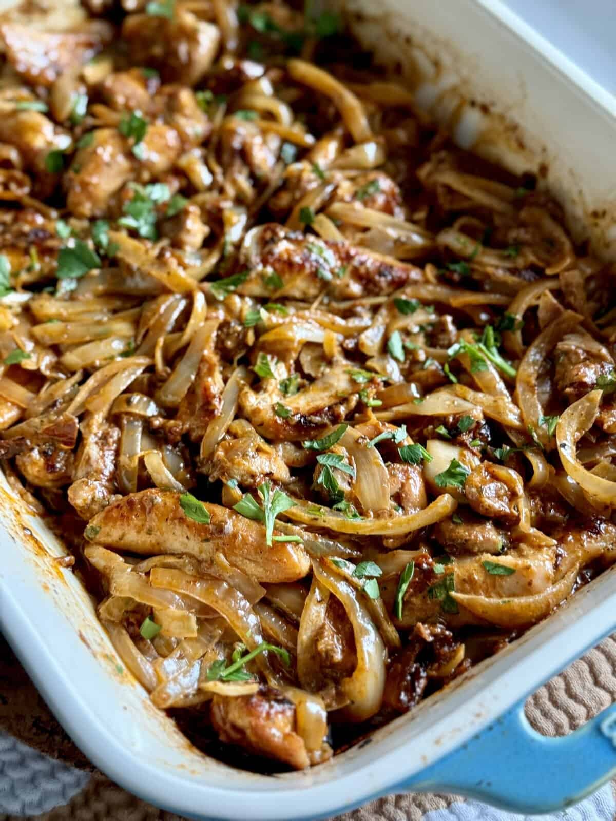 Baked Chicken Liver with Caramelized Onions