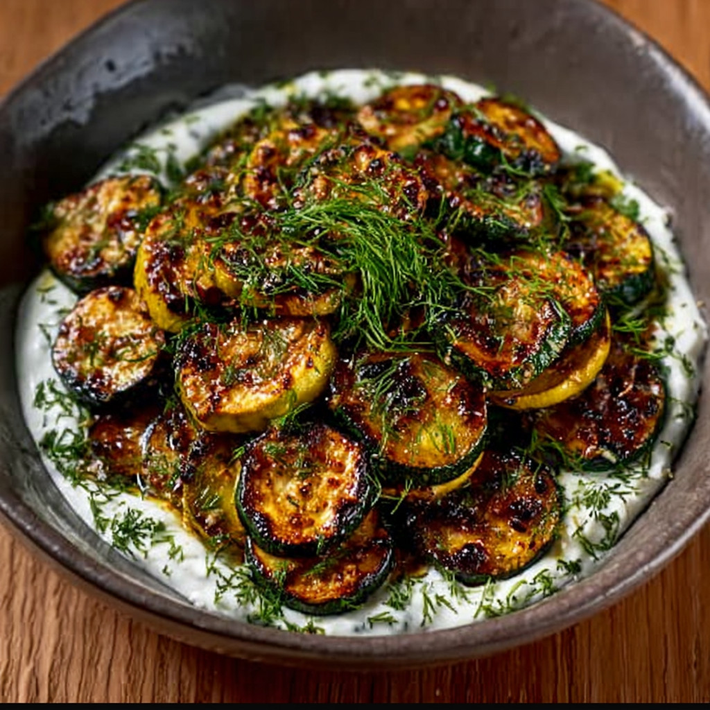 Sautéed Zucchini Ring with Lemon Dill Sauce