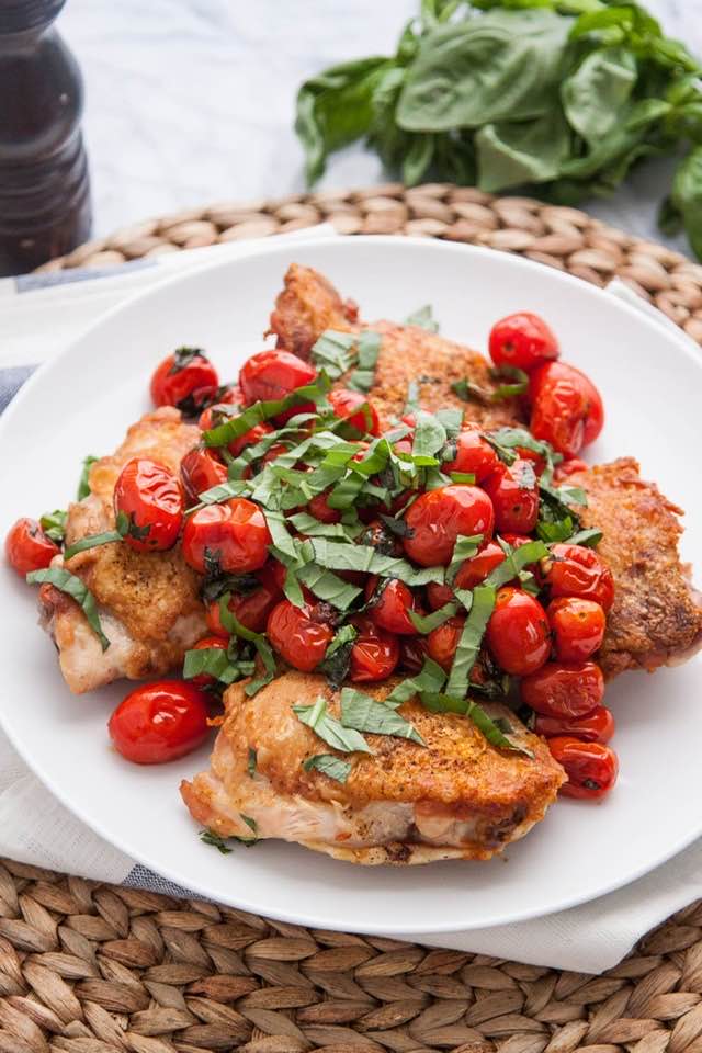 Pan-Seared Chicken with Cherry Tomatoes and Basil