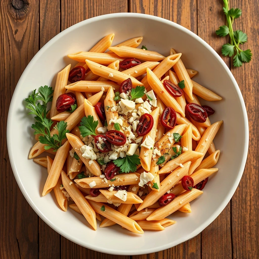 Sun-Dried Tomato and Olive Penne with Lemon Zest