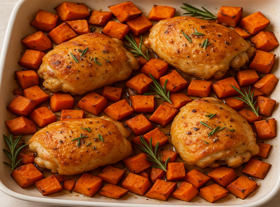 Rosemary-Roasted Sweet Potato and Chicken Thighs