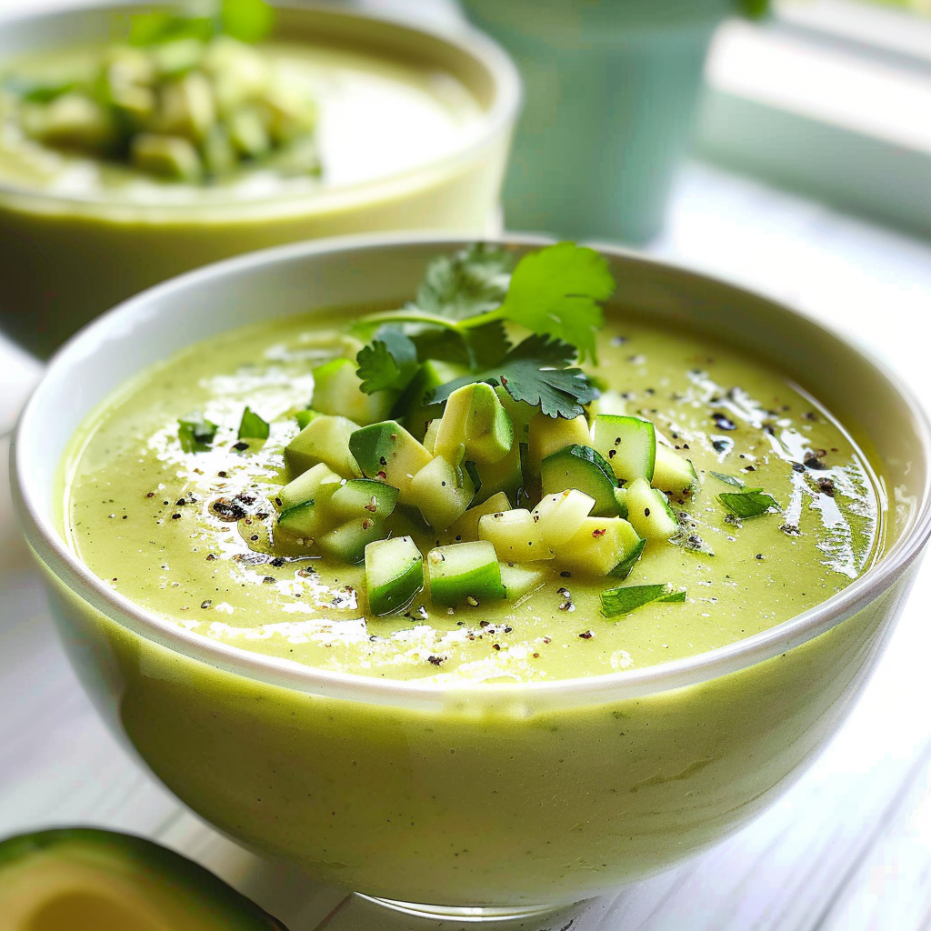 Blended Cucumber Avocado Soup with Lime Zest