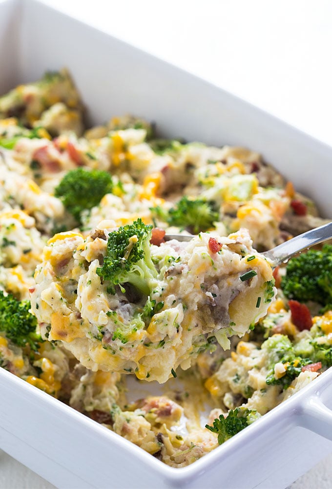 Baked Potato and Broccoli Casserole with Cheddar and Panko