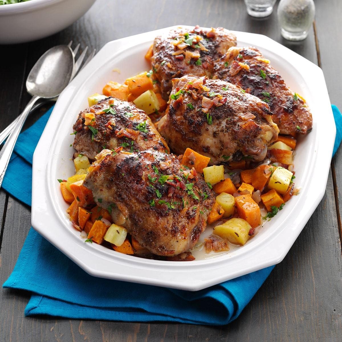 Spiced Honey-Glazed Chicken Thighs with Roasted Root Vegetables