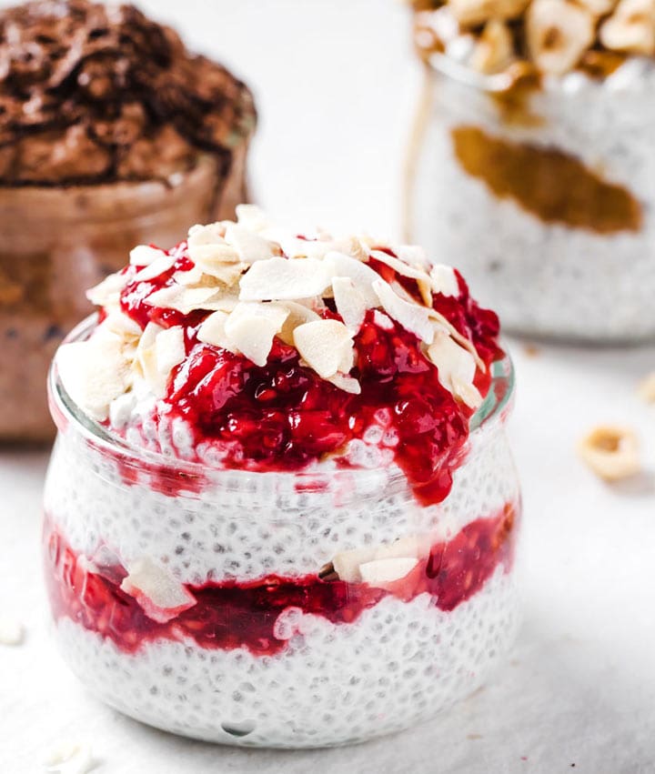 Keto Raspberry Chia Pudding with Almond Crumble