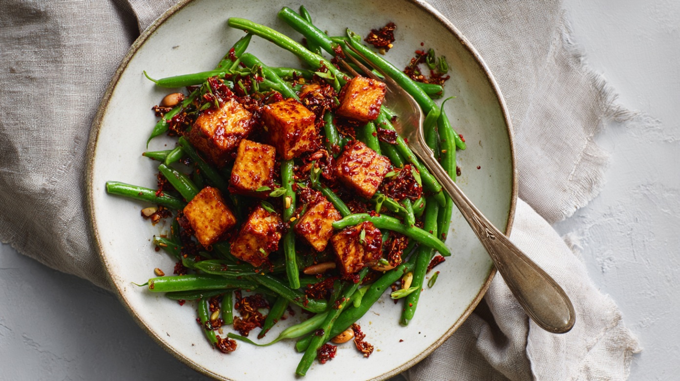 Stewed Tofu with Green Beans and Chili