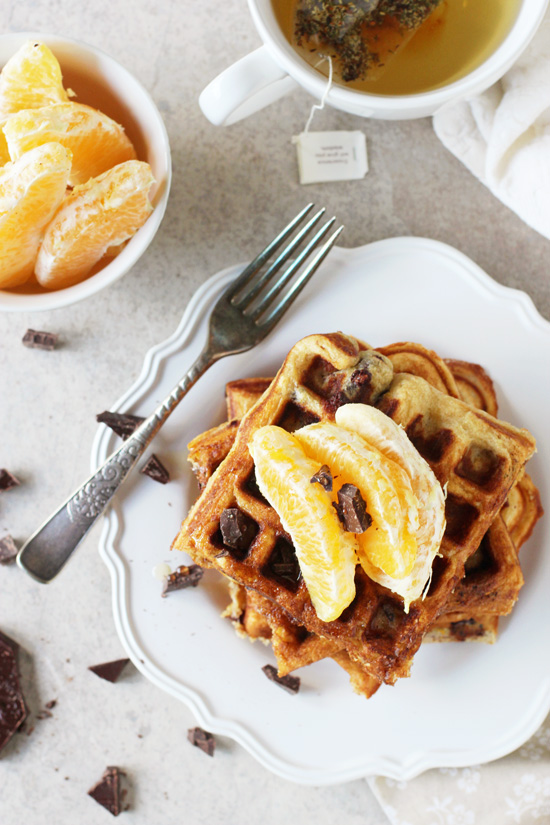 Dark Chocolate Waffle Bites with Orange Zest