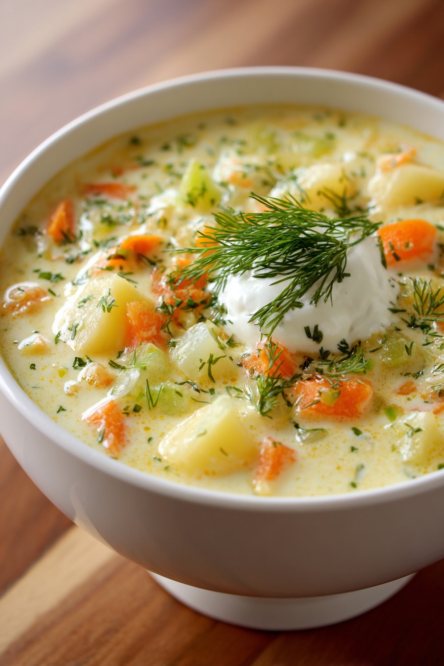 Lemon-Dill Clear Soup with Fresh Dill