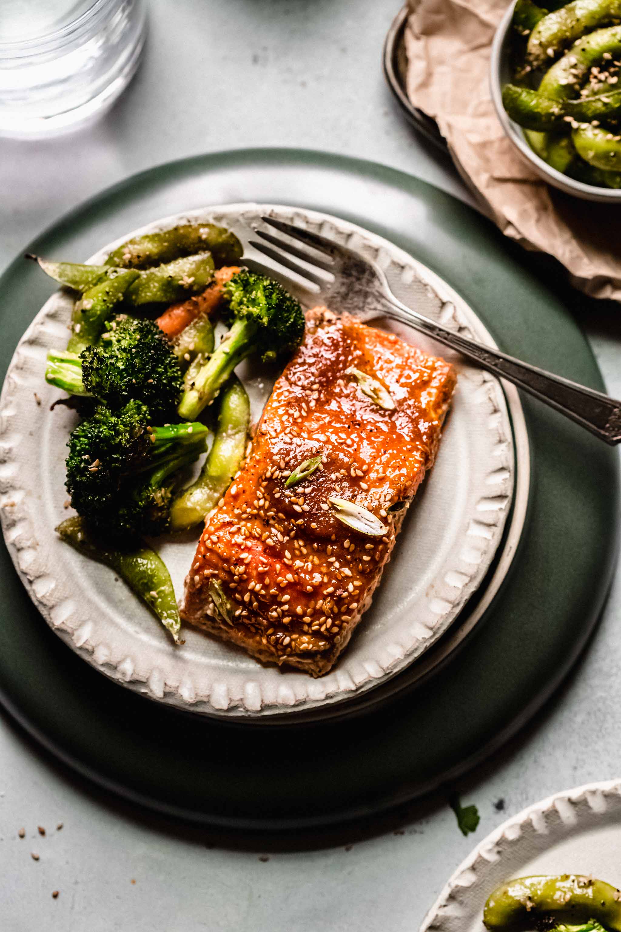 Miso-Glazed Salmon with Sesame-Steamed Vegetables
