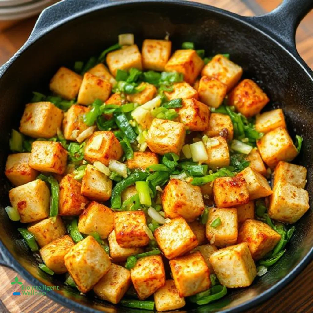 Stir-Fried Tofu with Garlic Scallion Noodles