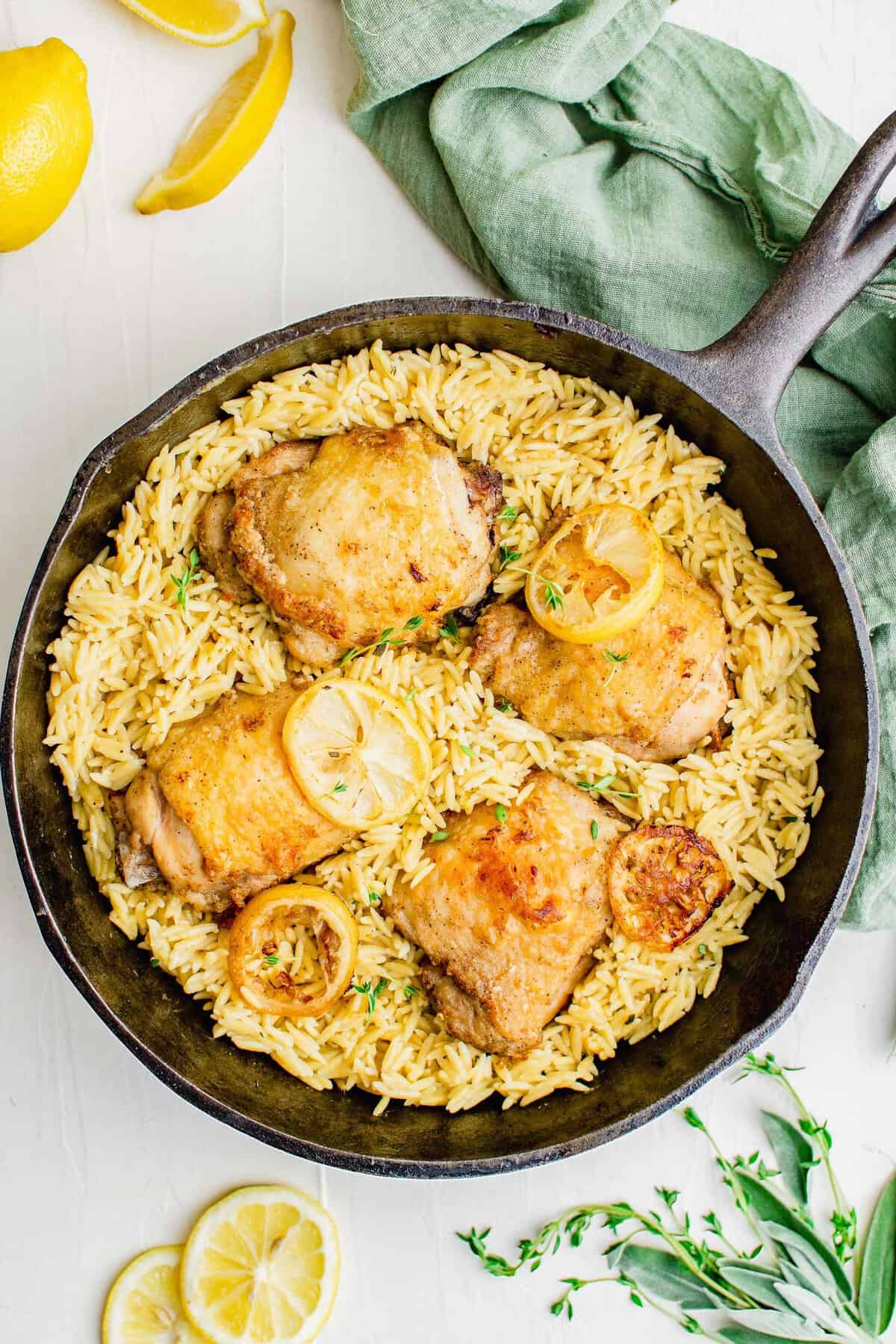 One-Pot Lemon Garlic Chicken and Orzo