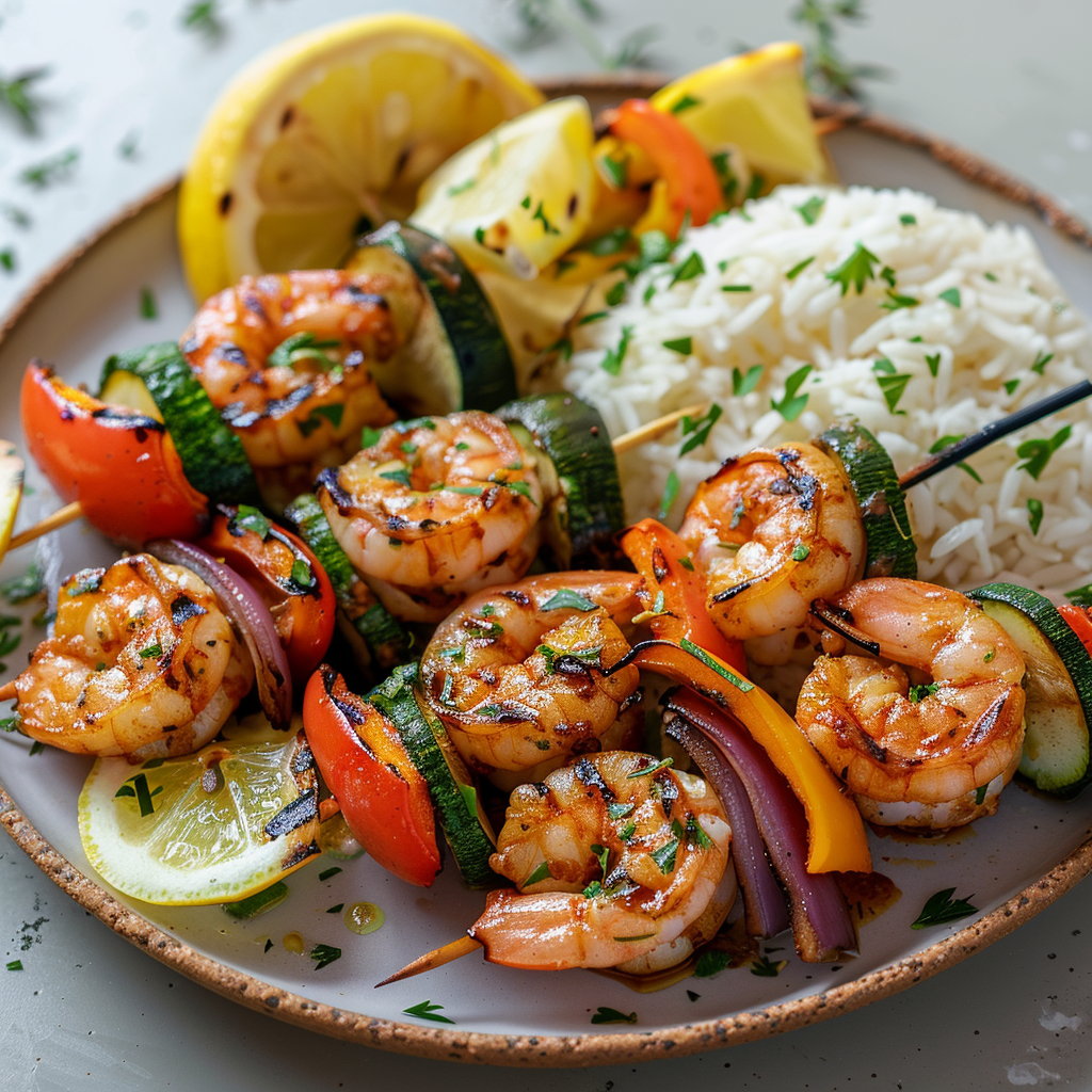 Grilled Shrimp and Summer Vegetable Skewers