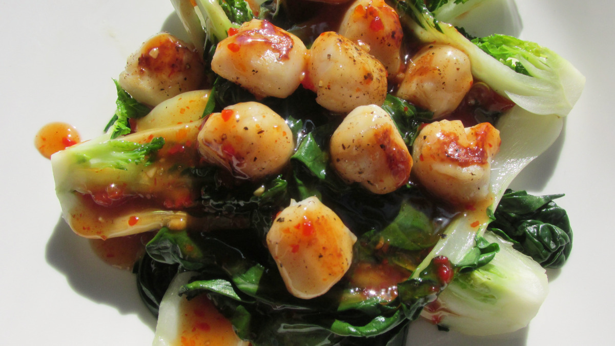 Miso-Grilled Scallops with Bok Choy