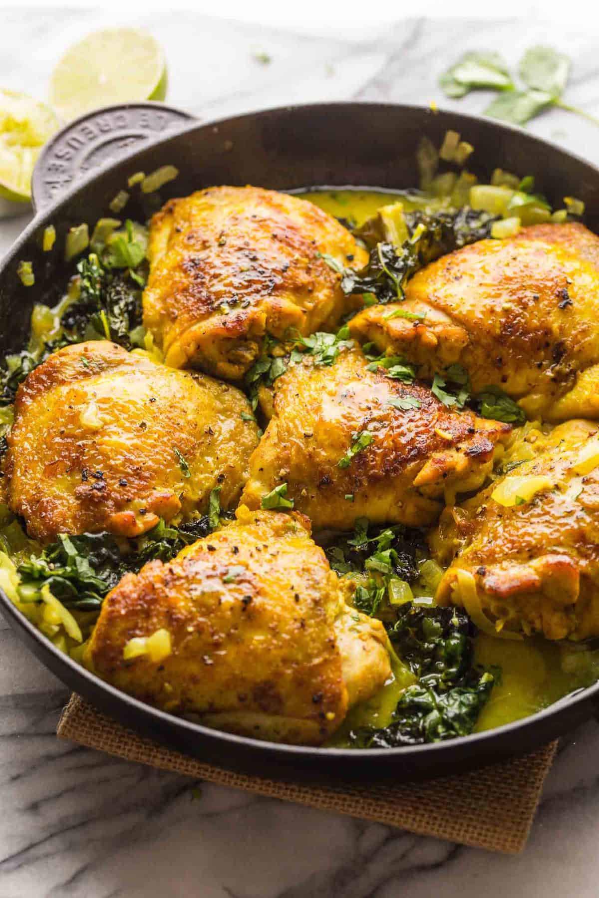 Pan-Roasted Chicken Thighs with Turmeric and Ginger