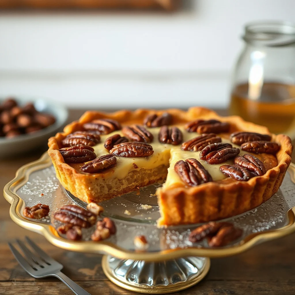 Maple-Pumpkin Seed Pecan Tart with Vanilla Custard