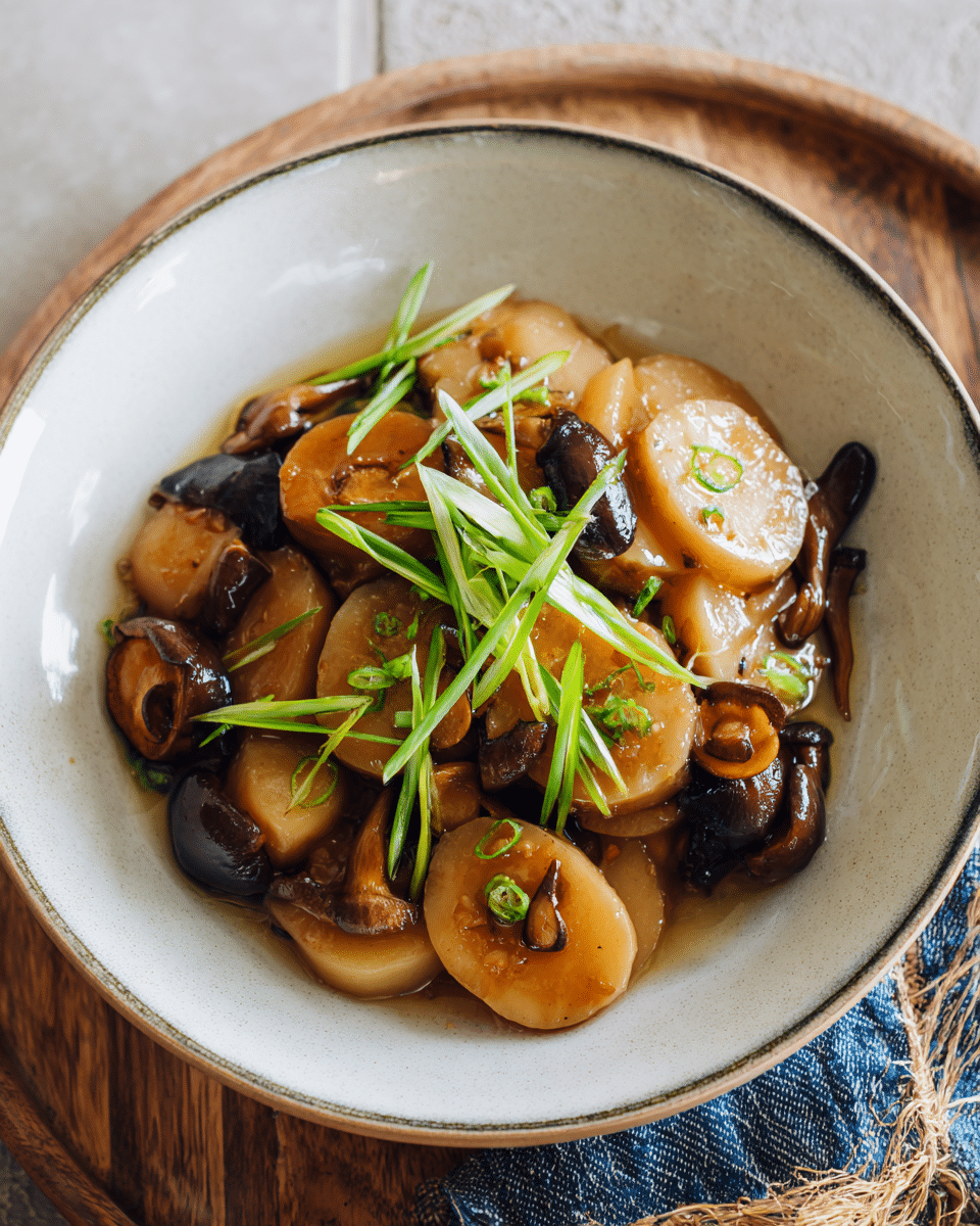 Braised Shiitake with Thyme and Mushroom Broth