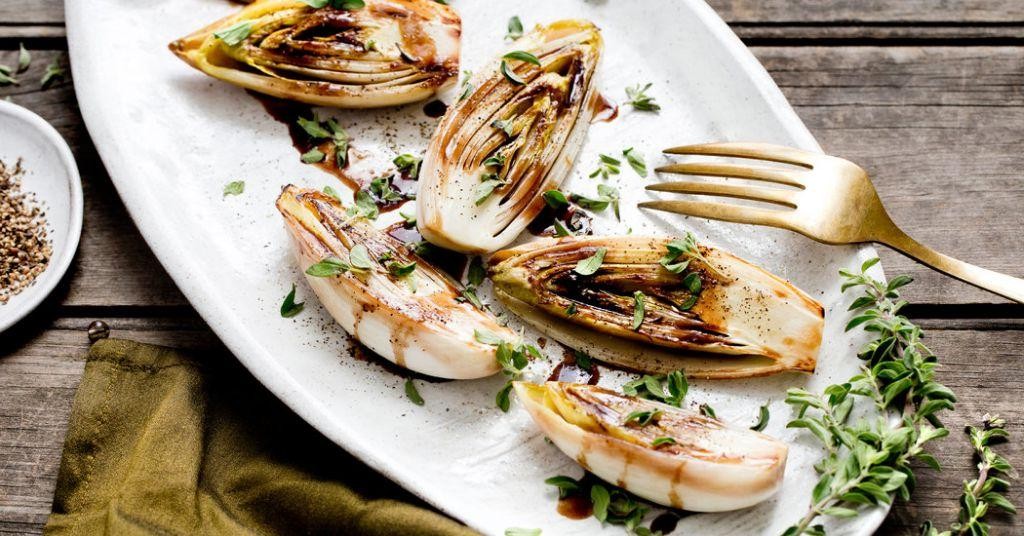 Roasted Belgian Endive with Walnut Balsamic Glaze