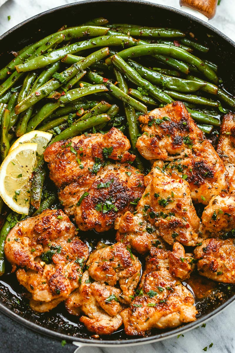 Rosemary-Garlic Chicken Thighs with Pan-Seared Green Beans