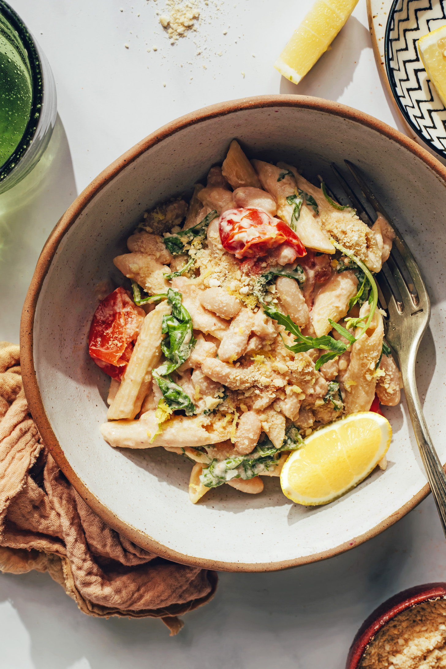 Sautéed Lemon Garlic Pasta with White Beans