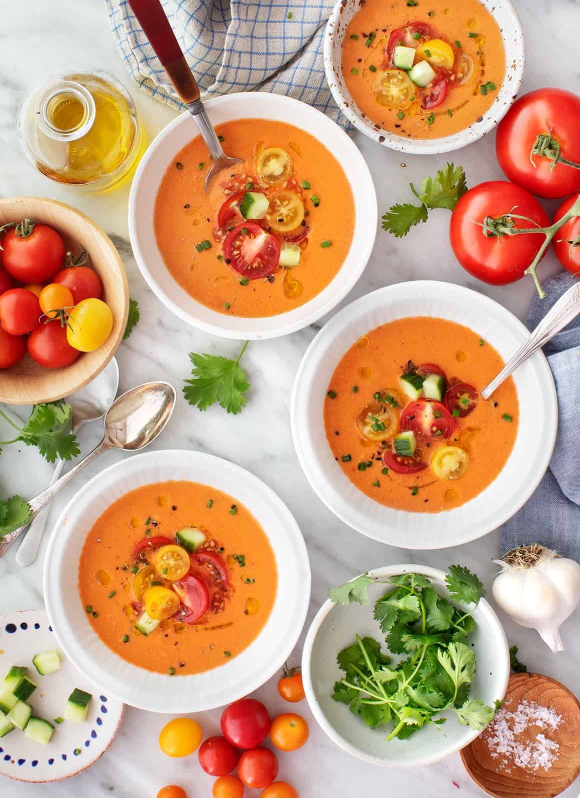 Blended Cucumber Tomato Gazpacho with Sherry Vinegar