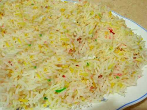 Rainbow Biryani with Turmeric Thread