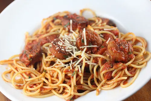 Smoked Tomato and Sausage Spaghetti