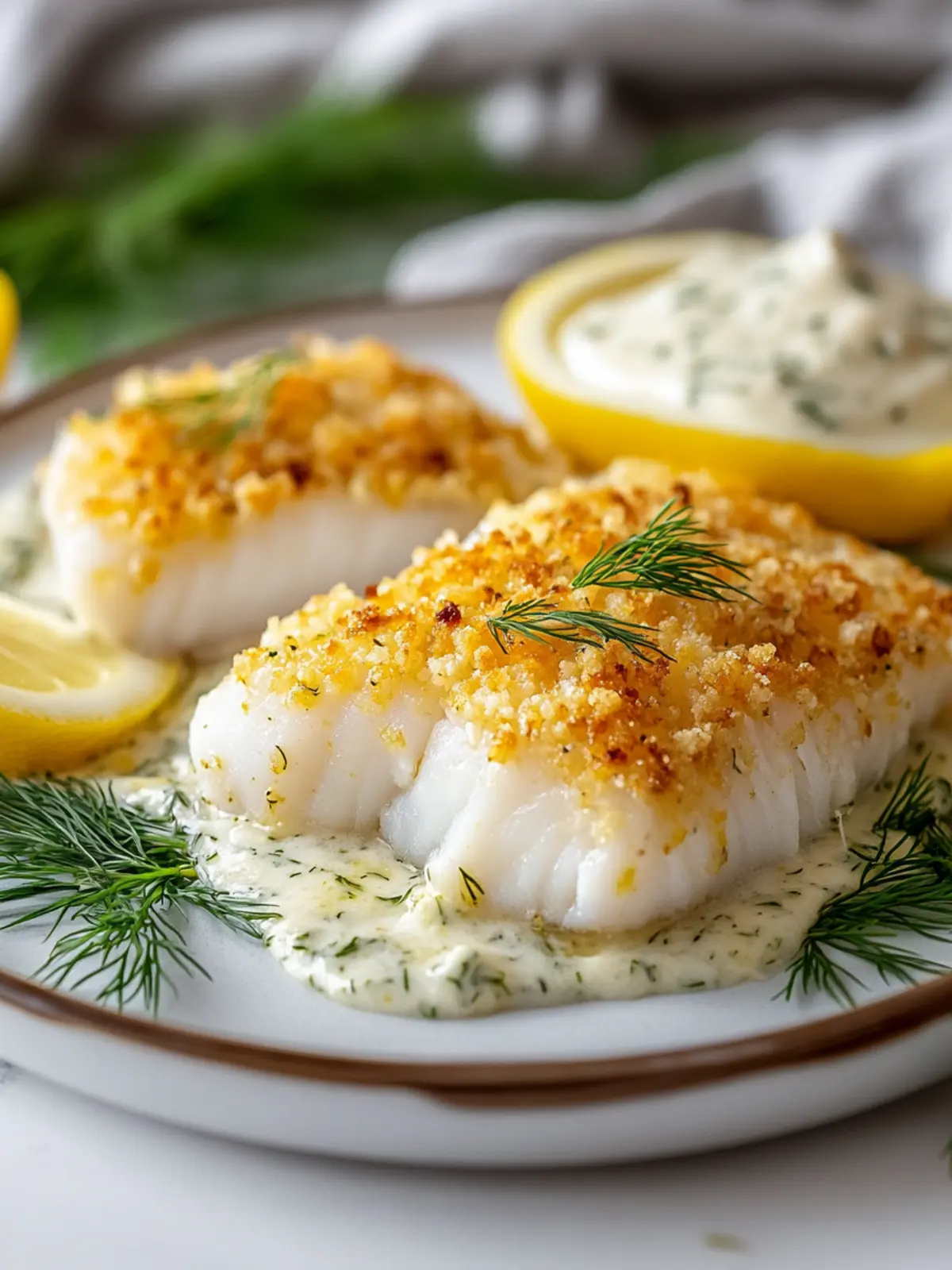 Dill-Crusted Cod with Lemon-Dill Aioli