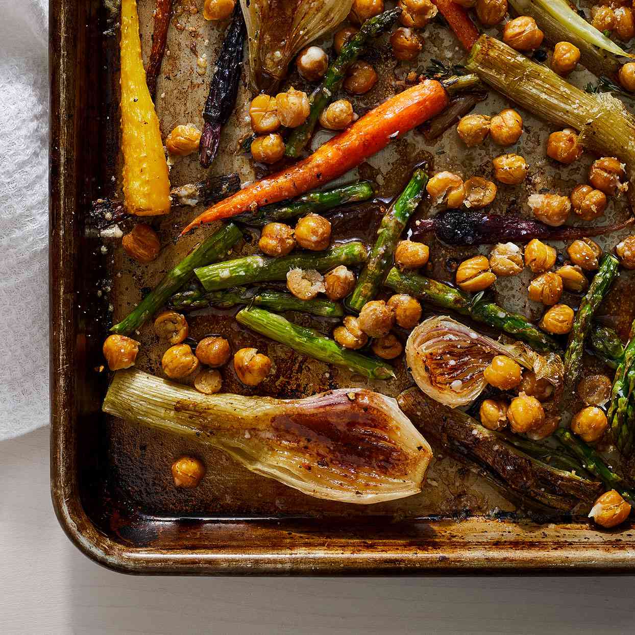 Sheet Pan Harissa-Roasted Chickpeas with Lemon and Cilantro