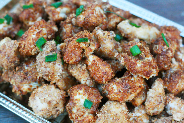 Almond-Crusted Chicken Bites with Herbed Yogurt