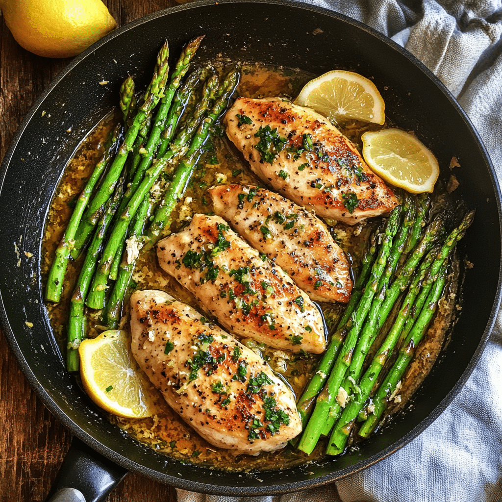 One-Pan Lemon-Glazed Chicken with Asparagus and Cherry Tomatoes