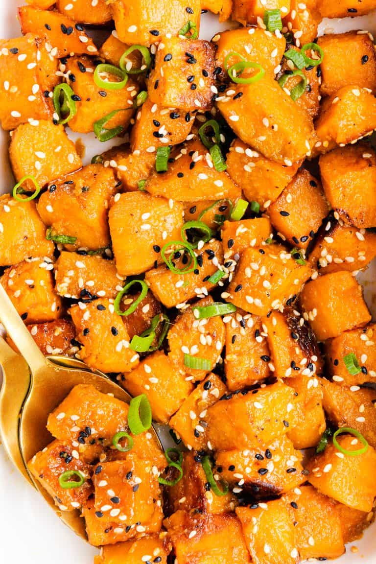 Miso-Glazed Sweet Potato and Kale Stack