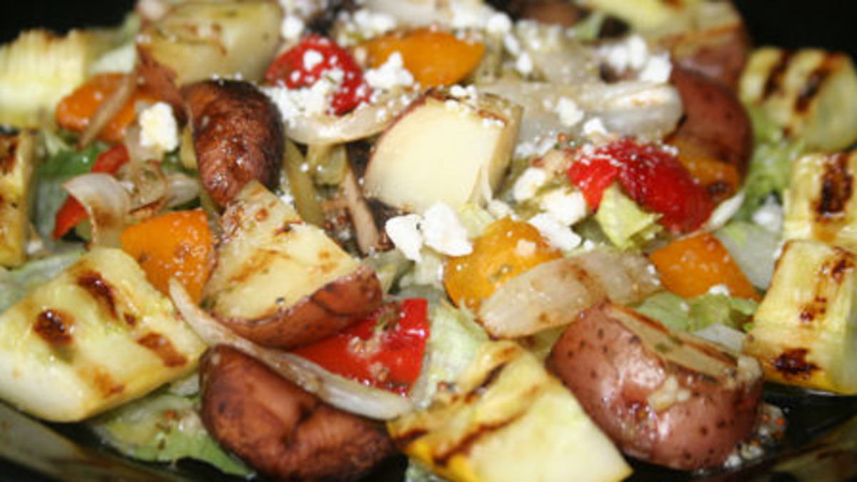 Grilled Multicolored Vegetable Salad with Citrus Vinaigrette