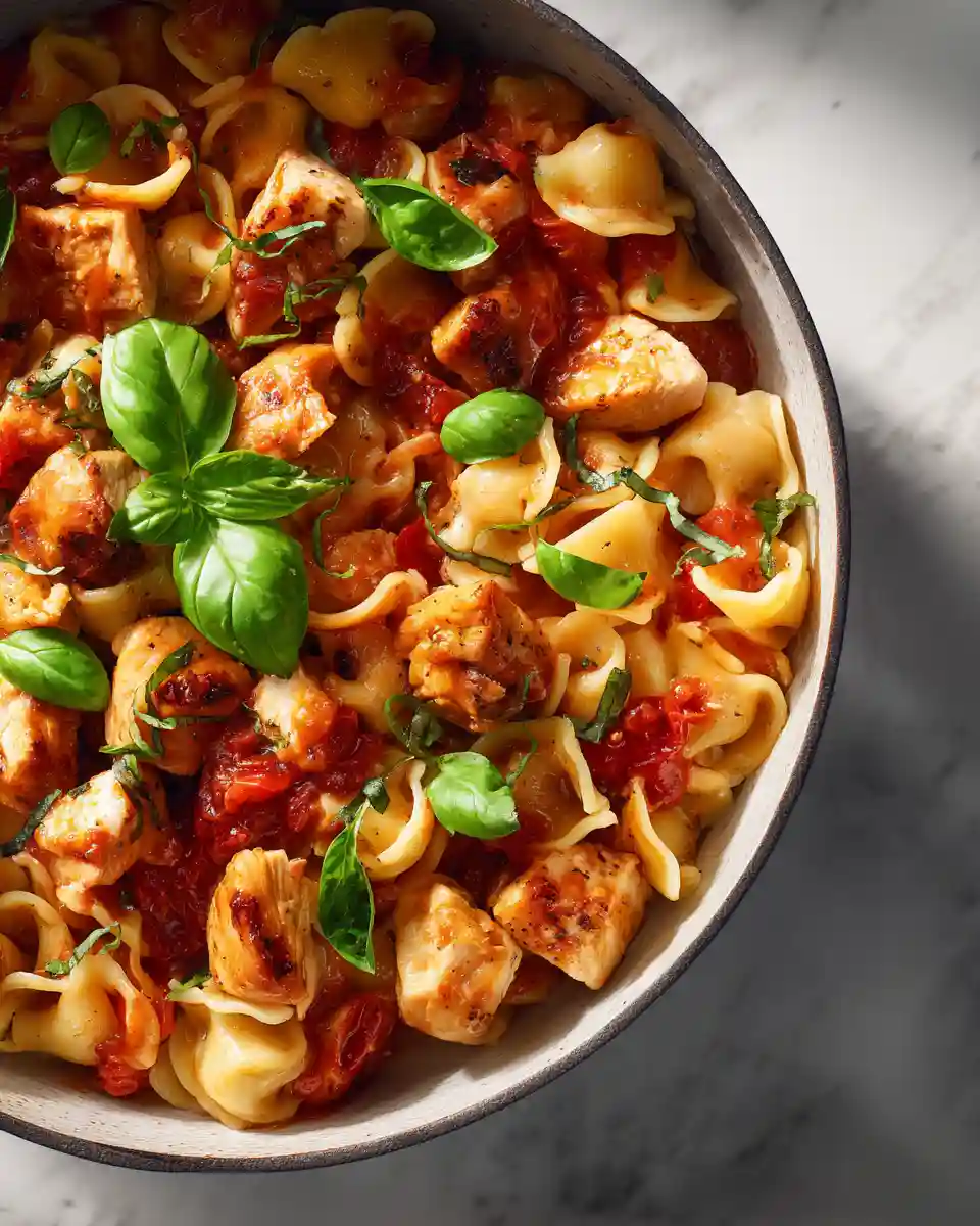 One-Pot Tomato Basil Pasta with Chicken and White Beans
