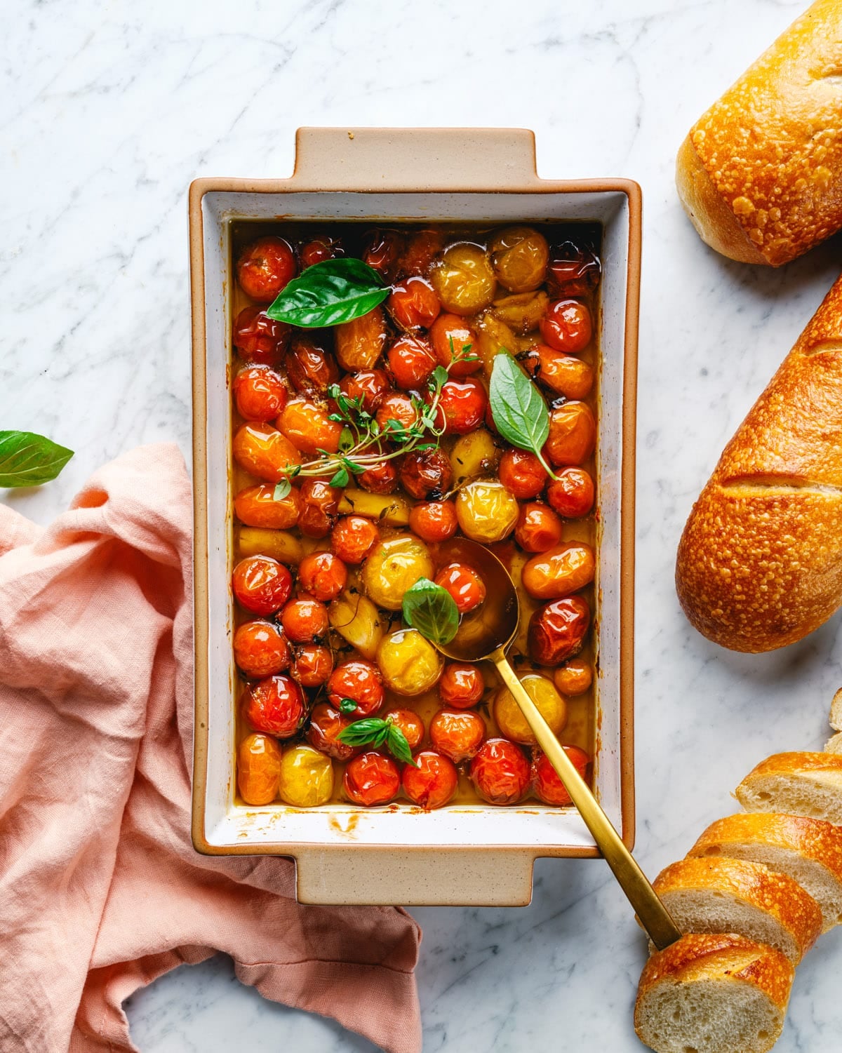 Pan-Fried Bread with Herb Oil and Tomato Confit
