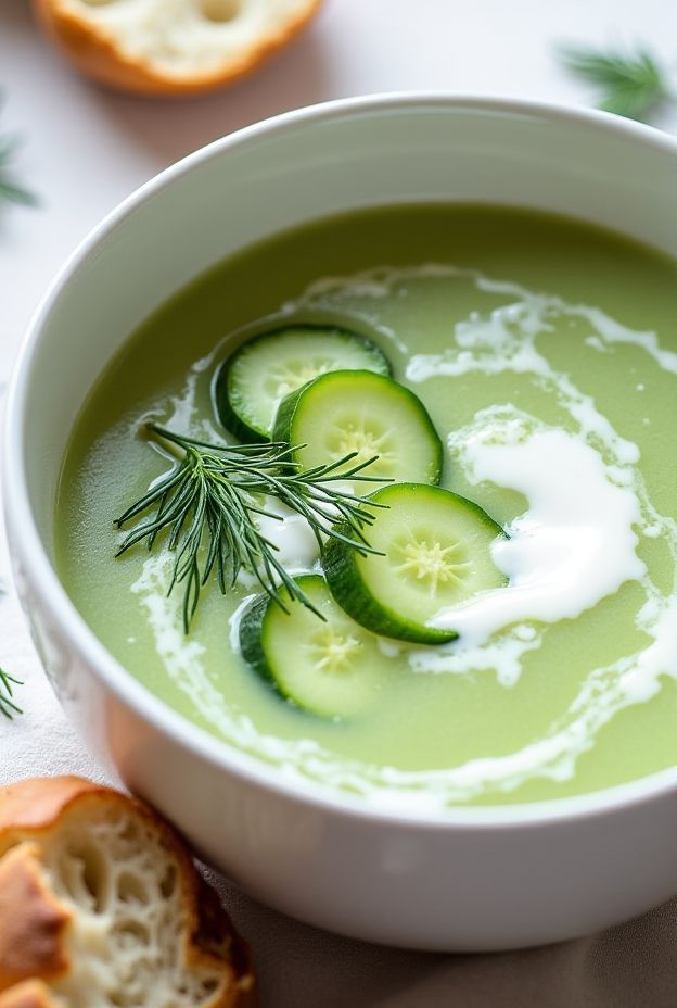 Cold Cucumber Dill Soup with Fresh Chives