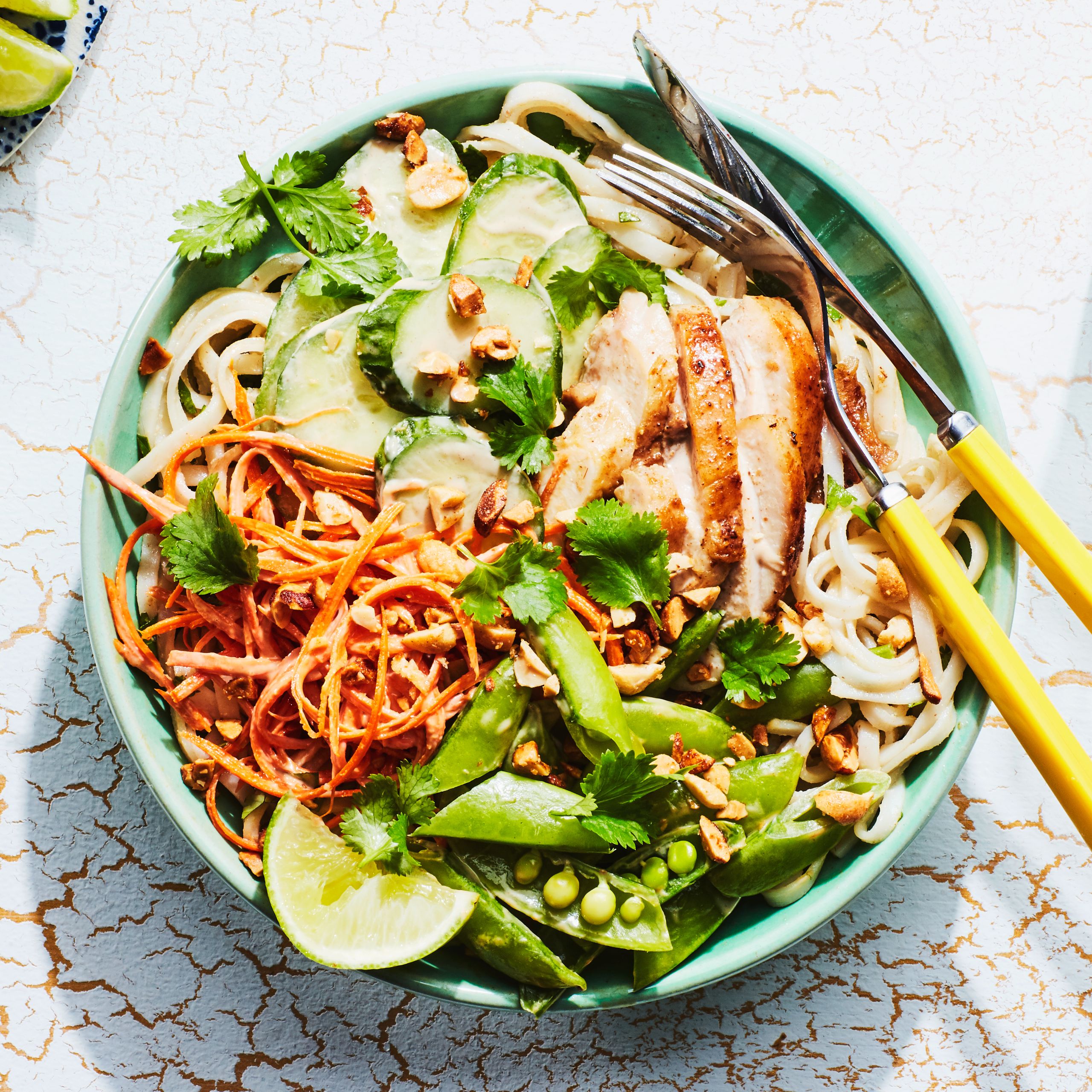 Soy-Ginger Chicken with Snap Peas and Rice Noodles