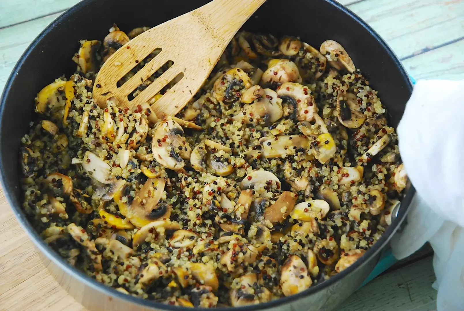 One-Pot Sautéed Mushroom and Quinoa with Lemon Zest