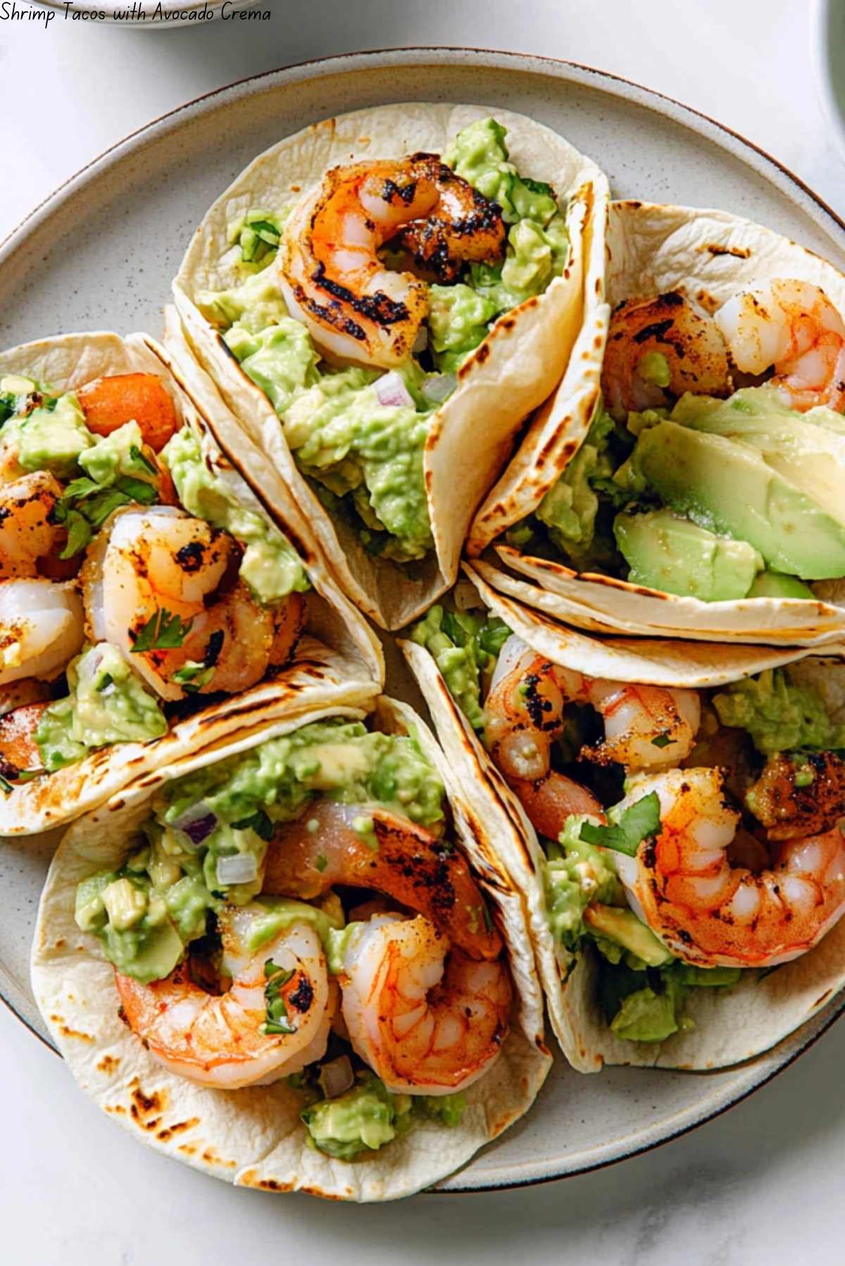 Half-Moon Shrimp Tacos with Avocado Crema