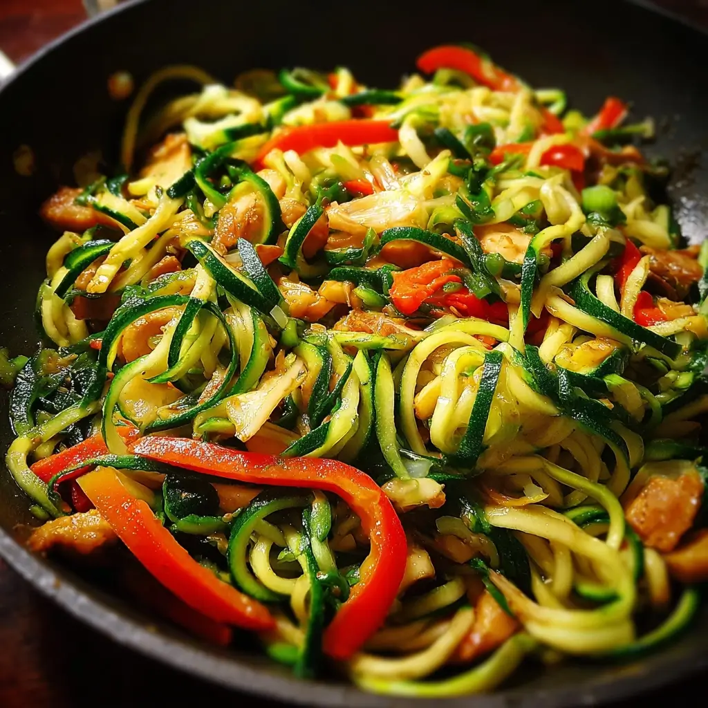 Zucchini Noodle Stir-Fry with Tomato and Basil