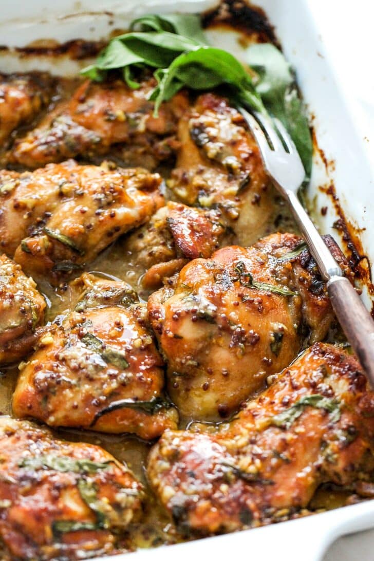 Honey-Mustard Baked Chicken Thighs with Roasted Asparagus