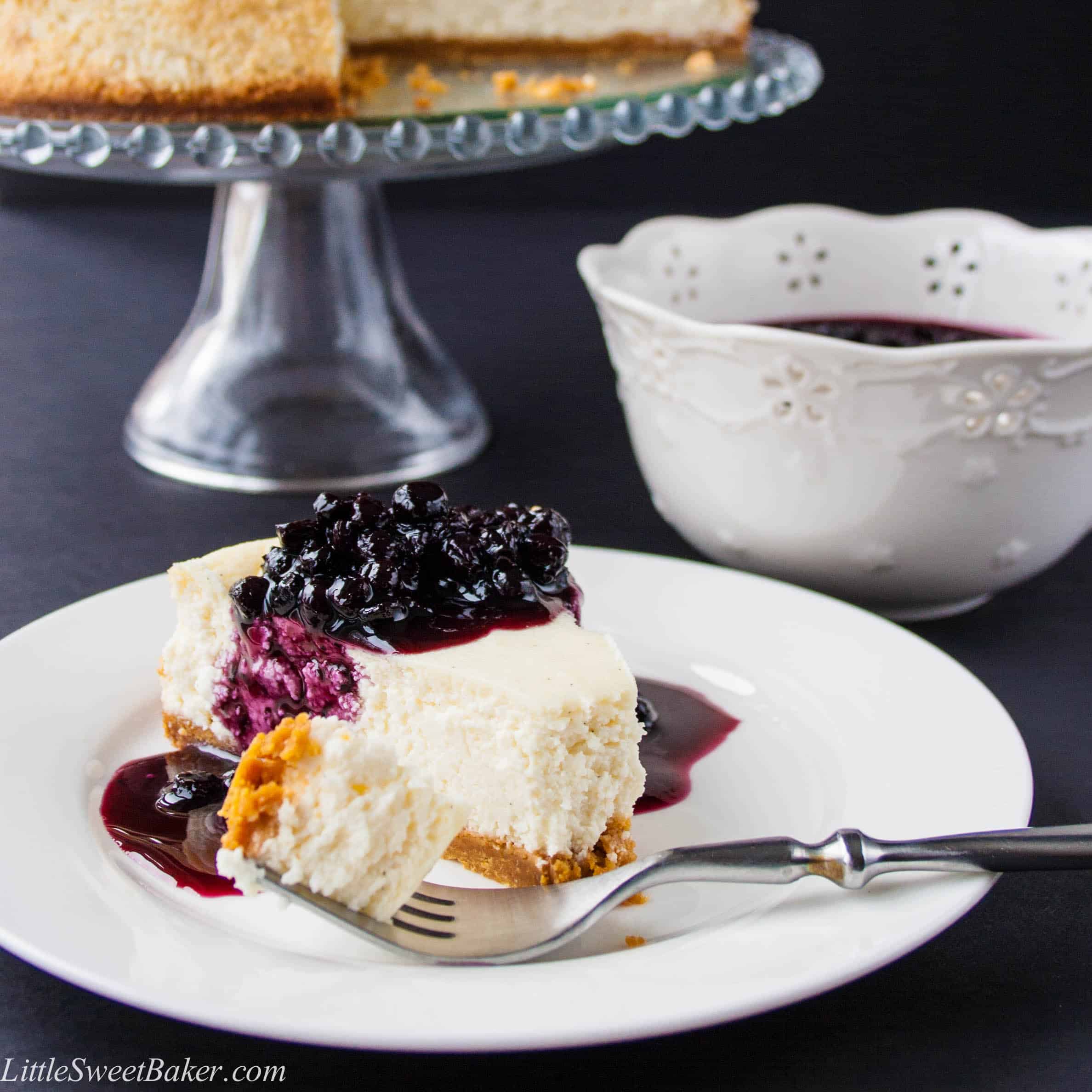 Simple Vanilla Bean Cheesecake with Berry Compote