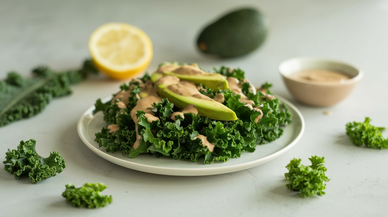 Avocado-Kale Salad with Lemon-Tahini Dressing