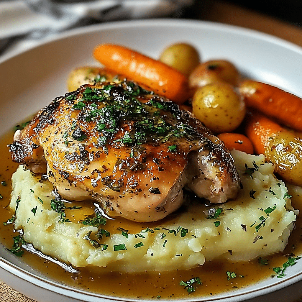Rosemary-Lemon Roasted Chicken Legs with Garlic Mashed Potatoes