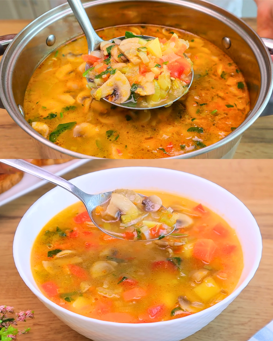 Granbury Garden Soup with Herb Croutons