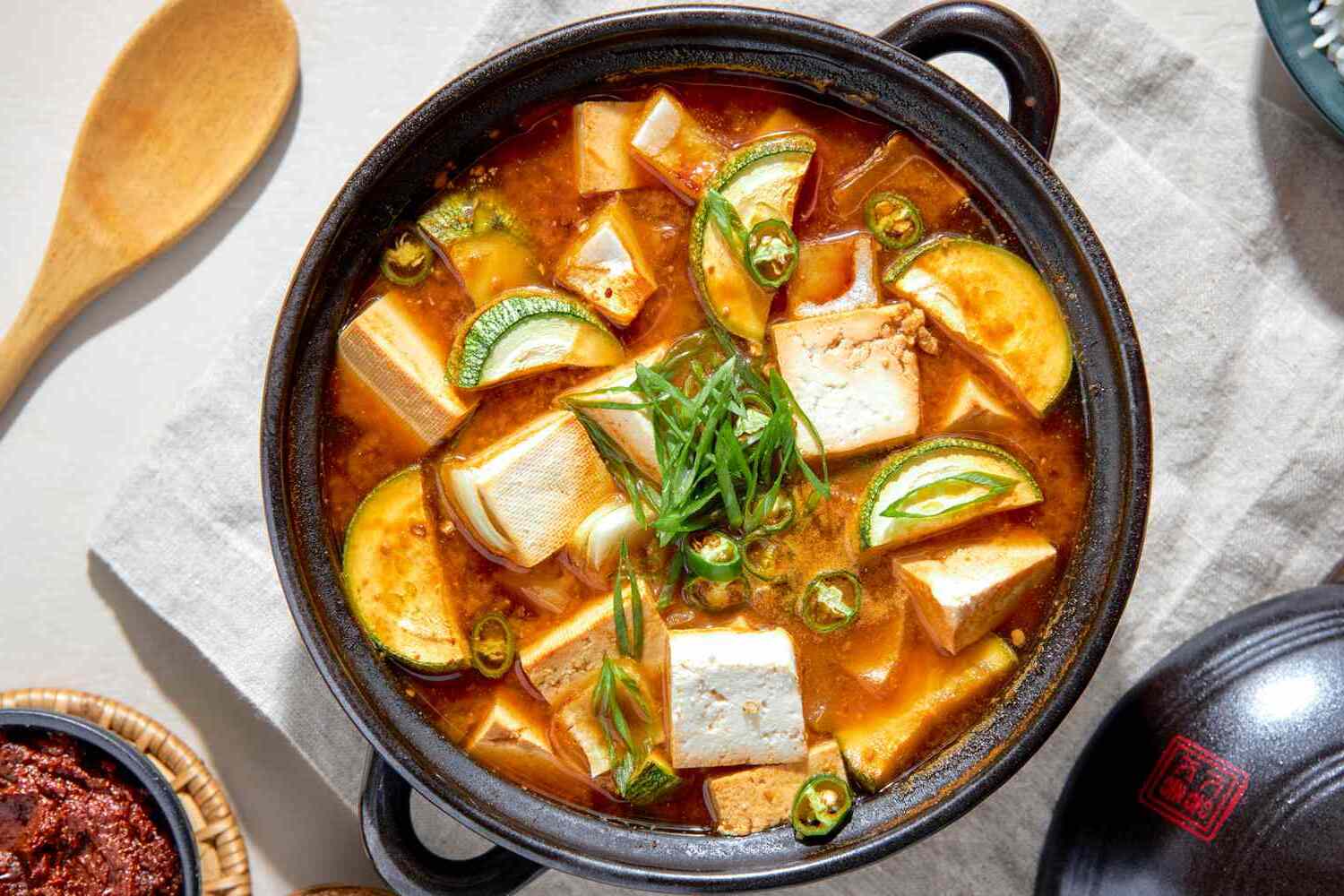 Simmered Green Bean and Tofu Soup with Shrimp Paste