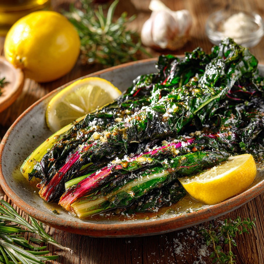 Herb-Roasted Rainbow Chard with Lemon Zest