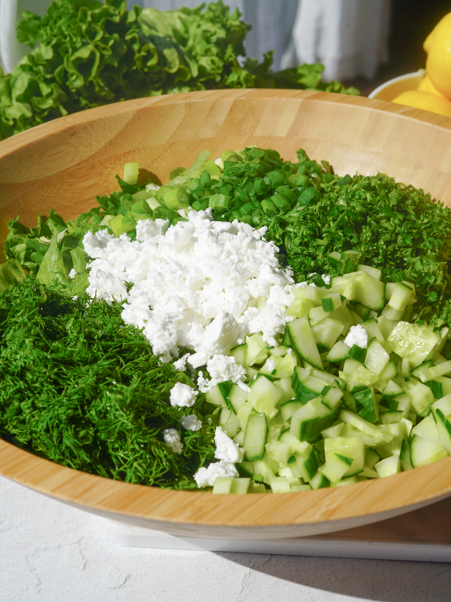 Dill and Lemon Salad with Three Dressings