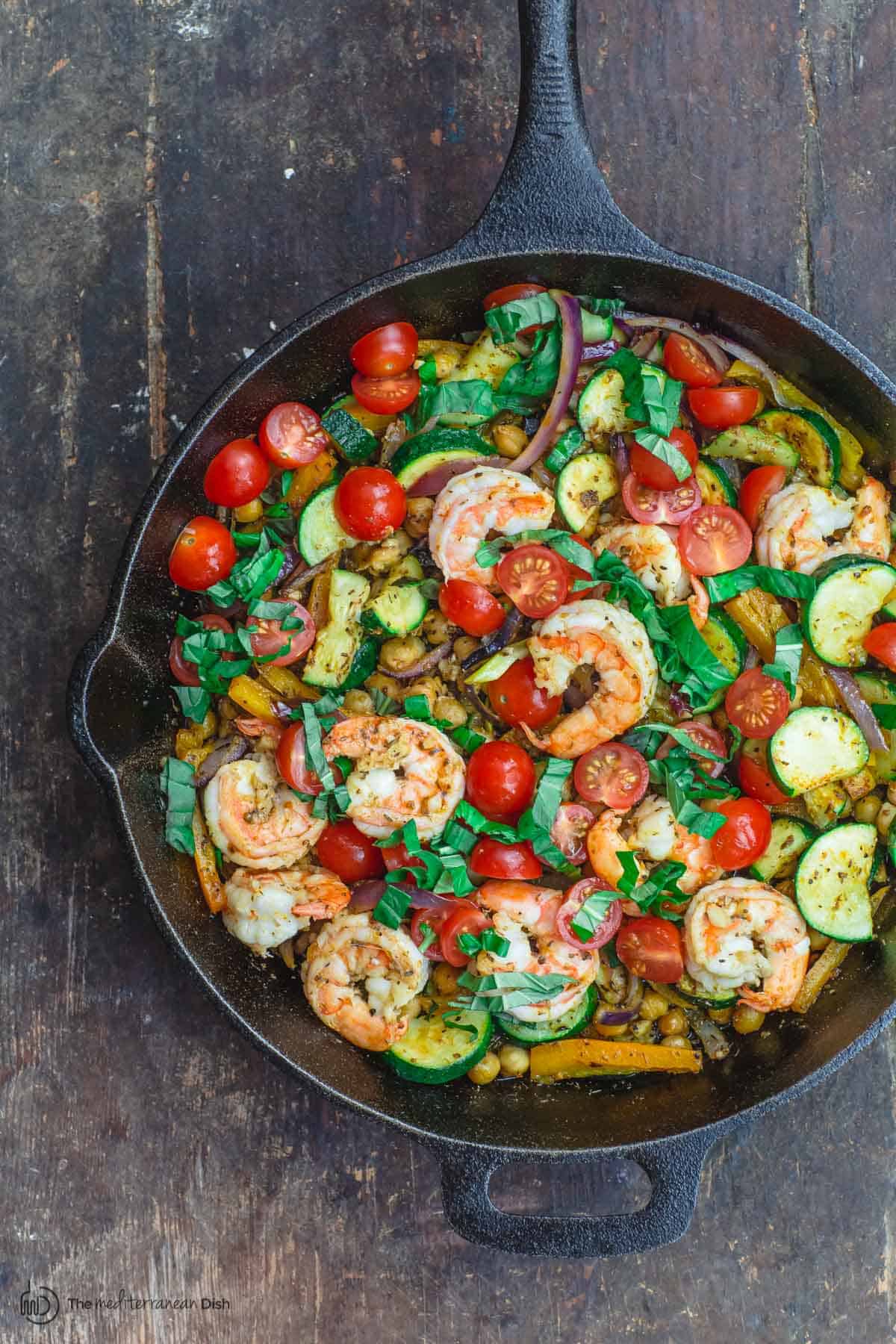 Pan-Sautéed Shrimp with Bell Peppers and Zucchini