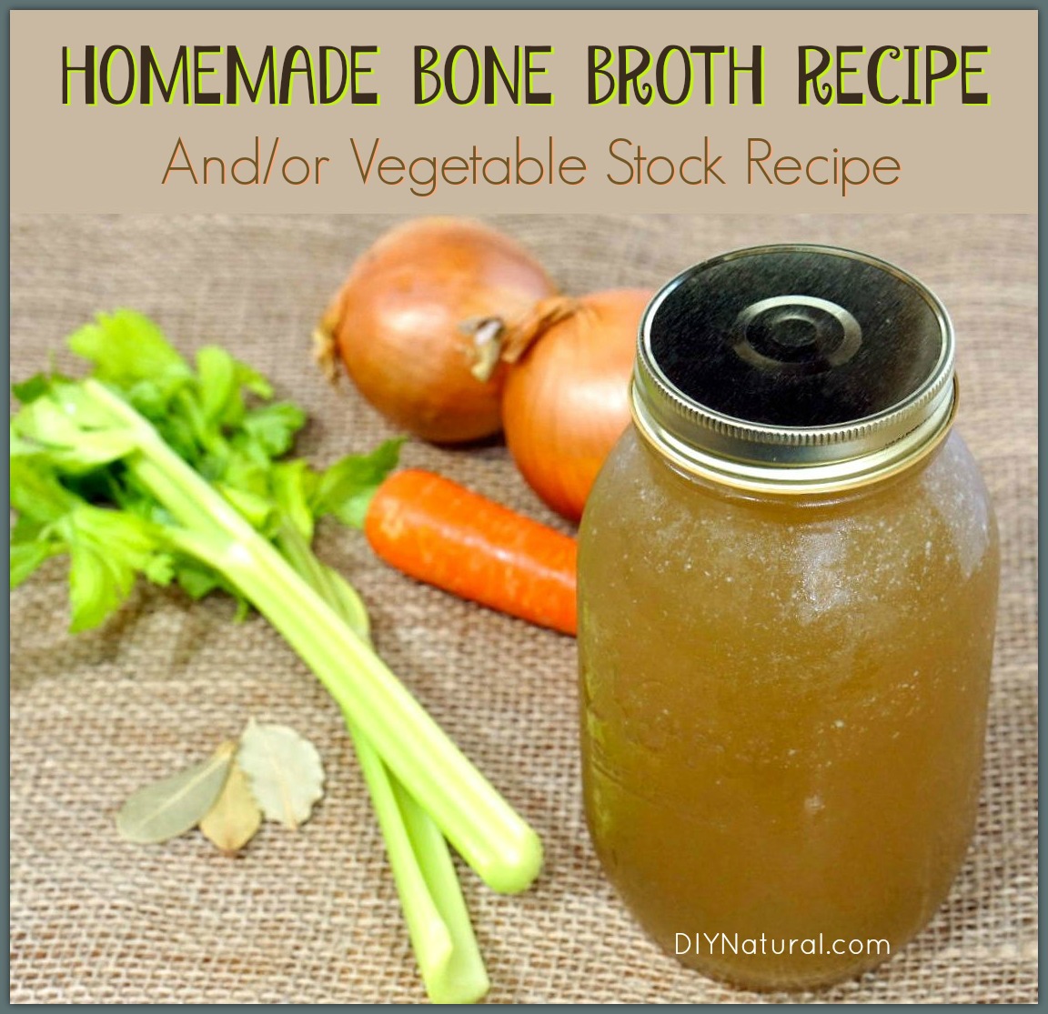Simmered Vegetable Bone Broth with Carrots and Celery